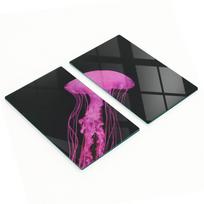 Szklane Dekoracyjne Deski Do Serwowania Przekąsek Różowa Meduza 2X30X52 Cm