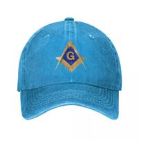 Baseball Cap Snapback Hat Punk Gold Square Compass Masonic Freemason Summer Autumn Cap Freemasonry Mason Washed Denim Casquette Adjustable mėlyna