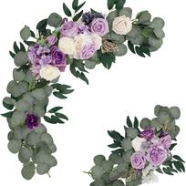 Simulation Flower Wedding Arch Floral Welcome Area Decoration Outdoor Arrangement Artificial Flower Green Plants High Simulation violetinė