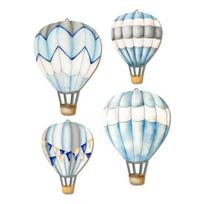 Yousheng 4Pcs/Set Hot Air Balloon Wall Decoration Farmhouse Rustic Wooden Balloon Wall Art Home Office Living Room Kids Room Wall Hanging Ornament A