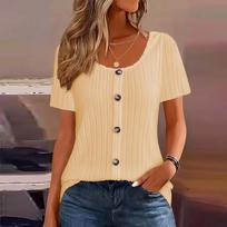 Womens Tops Short Sleeve Shirts Summer OutfitsSpring Dressy Casual Clothes Clothing L smėlis