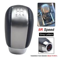 Gear Shift Knob Lever Gearbox Stick Shifter Leather For Suzuki Grand Vitara 2 II (JT) 2006-2015 Manual Selector Handle 5 Speed 5R - Grey Letters