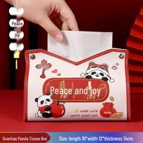 Elegant Festive Panda Tissue Box for Home, Living Room, Car, or Table - Perfect for New Year Storage 19x14x12cm