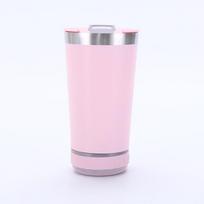 Nerūdijančio plieno Bluetooth garsiakalio puodelis su butelių atidarytuvu ir dvigubos sienelės izoliacija 16 oz rožinė