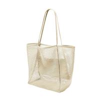 Foldable Mesh Tote Bag Lightweight Large Capacity Beach Bag with Double Handle Durable Breathable Design for Travel Shopping One Size juoda