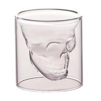 75ml/2.5oz Double Walled Horror Skull Whisky Glass -Bourbon,Vodka Cocktail, Cognac Gin Stemless Bar Glass for Scotch