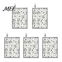 Cartoon Print Dish Scrubber 5Pcs Cleaning Rags, Double-Sided Cotton Gauze Steel Wire Durable Kitchen Pad for Oil Stains, Non-Scratch Clothes Pots Pans 5pcs