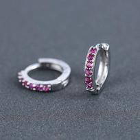 Nose Ring Daith Conch Snug Zircon Ear Stud Cubic Zirconia CZ Ear Piercing Colorful CZ Earrings Red Silver