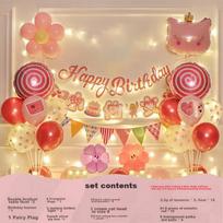 Birthday Scene Decoration, Girl's Birthday Balloon Decorations, Children's Table Floating, Baby's First Birthday Celebration, Pink
