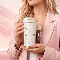 Coffee Mug 532ml Bunny Moon Fence Element Lanyard Insulated Cup Lightweight Cup Leakproof Coffee Cup Hot Cold Cup Leakproof Hand Cup Coffee Mug 532ml
