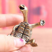 Mini Metal Turtle Desktop Ornament Copper Craft Lucky Tortoise Figurine Home Office Table Decor brass