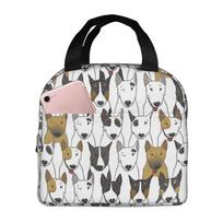English Bull Terrier Dog Pattern Portable Lunch Boxes Waterproof Thermal Cooler Food Insulated Lunch Bag Kids School Children One Size