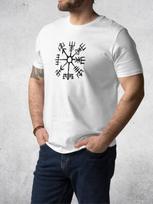 Men T Shirts Norse Compass Symbol Tees Viking Rune Graphic Shirts S balta