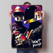 Daft Punk Pop Art Tinplate Posters Customizable Wall Art Retro Vintage Metal Signs for Home Room Garage Decoration Gaming Garden 20X30CM