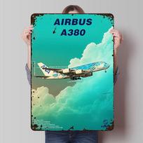 Airbus A380 ANA Printed Posters Customizable Wall Art Retro Vintage Metal Tin Signs for Home Room Mancave Decoration Garage Cozy 20X30CM