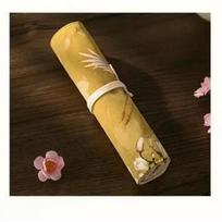1PCS Palace Style Roll Pen Pouch Creative Pen Storage Stationery Retro Large-Capacity Pen Storage Bag Student School Supplies beige