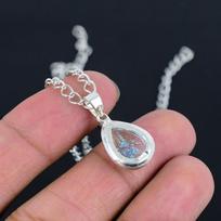 Opal Locket HandCrafted Fine Polished 925 Sterling Silver Pendant with Morden Design Gift for Wedding Bridal ThanksGiving mėlyna