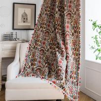 Luxury Handloom Jacquard Curtains - Certified OEKO-TEX Boho Geometric Drapes for Chef's Kitchens & Bay Window Retreats 1.5x1.6MHook Top