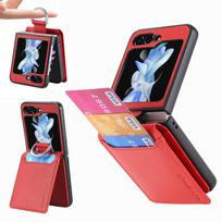 Magnetic Leather Ring Phone Case for Samsung Galaxy Z Flip 5 4 3 Flip5 Flip4 Flip3 5G Wallet with Card Holder Support Cover Galaxy Z Flip3 5g