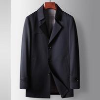 Spring and Autumn New Mulberry Silk Lapel Windbreaker Middle-aged and Young Light Luxury Business Leisure Quality Jacket 170 tamsiai mėlyna spalva