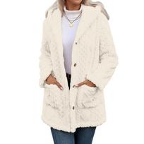 Womens Winter Coats Warm Plush Jackets Open Front Long Sleeve Cardigan Trendy Fuzzy Outerwear L smėlis