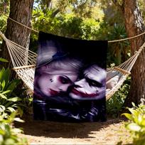 1pc Joker and Harley Quinn Outdoor Blanket - Throw Blanket, Soft , Flannel Blankets, Living Room, Travel, Camping c1209078 80x120cm