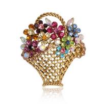 Stylish Crystal Flower Flower Basket Brooches Vintage Brooches Pin Elegant Coat Jewelry Coat Decoration