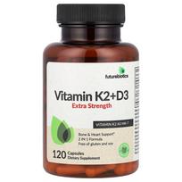FutureBiotics Vitamin K2 + D3 Extra Strength Capsules 120 Count 120 pcs - 1 ea