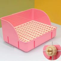 Apsauganti nuo purslų triušiuko mokymo tualetas Nuimamos grotelės Šuniuko šlapinimosi padėklas Patalpų augintiniui Pink Plastic Mesh