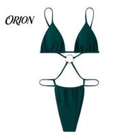 Lightweight Swimwear Sexy One-piece Bikini, Ultra-Thin Triangular Cup Hollow Back Design Backless Monokini Tops with High-Cut Pleated Trunks, M