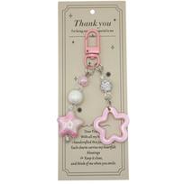 Lovely Bag Charms for Purse Backpack Decorations Purse Charm Car Keyring Beaded Star Key Charm Handbag Accessories rožinė