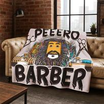 Vintage Barber Shop Logo Cartoon Flannel Blanket Soft Warm Throw Blanket for Bedroom Living Room Bed Travel Camping Picnic Gift Size: 75*100cm, Weight: 230 GSM