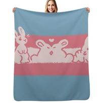 Trans Bun Flag Throw Blanket Flannel Fleece Soft Warm Throw Blanket Size: 75*100cm, Weight: 230 GSM