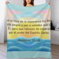 Alegre Colorida Puesta De Sol Con Versículo Bíblico Throw Blanket Soft Warm Blanket Gift for Grandparents Size: 75*100cm, Weight: 230 GSM