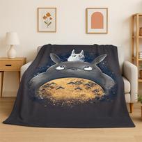 Klasikinė T-Totoro animacinė minkšta šilta flanelinė antklodė, pledas miegamajam, svetainei, lovai, kelionėms, iškyloms, vaikams 75x90cm