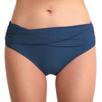 Moteriški vidutinio aukščio bikini kelnaitės, pilnai dengiančios, rauktos tankini maudymosi kostiumėlio kelnaitės, pilvo kontrolė S jūros mėlyna spalva