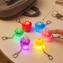 Cute Glowing Cat Paw Keychain Press Activated Light 6 Assorted Colors Kawaii Key Pendant for Backpack Girl Friend Surprise Gift A3