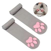 Cute Lolita Silica Gel 3D Cat Claw Thigh High Socks Women Harajuku Anti-Slip Stockings Jk Anime Girls Kawaii Cat Paw Long Socks One Size