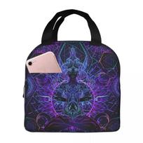 India Mandala Zen Buddha Lunch Bag Portable Insulated Canvas Cooler Mandala Thermal Food Picnic Lunch Box for Women Kids One Size
