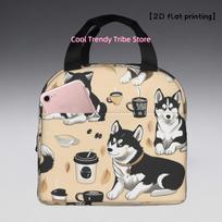 1pc Husky Coffee Theme Insulated Lunch Bag - Reusable, Portable Cooler with Stylish Dog & Coffee Design, Ideal for Office, Beach One Size