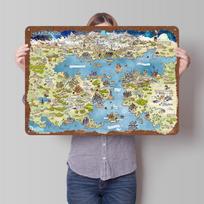 Fantasy Map of the H.P. Lovecraft Dreamlands Poster Customized Wall Art Vintage Metal Signs Retro Tin Plaque for Man Cave Decor 20X30CM