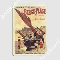 Vintage French Travel Poster Berck Sur Mer Beach 1905 Metal Sign Wall Decor Customize Party Wall Cave Tin Sign Posters 20X30CM