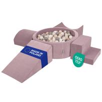 KiddyMoon Piankowy plac zabaw z kulkami 300 szt., zdejmowany pokrowiec, pastelowy beż/biały/perła/szary Bällebad (300 Bälle) + Version 5