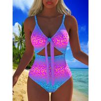 New European and American One-piece Bikini, Digital Printing Tight Backless Swimsuit for Women S