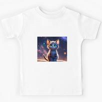 Lovely cat staring at the Galaxy Kids T-Shirt 150