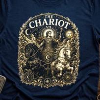The Chariot Tarot Card Shirt, Major Arcana VII Tee, Vintage Occult T-Shirt, Celestial Warrior Graphic, Tarot Reader Gift S