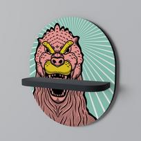 Godzilla welcome oval shelf black