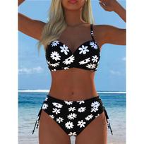 European and American Print Split Two-piece Swimsuit Bikini Flower Series Sexy Beach S