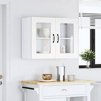 Kitchen Wall Cabinet with Glass Doors, Squid, White