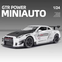 Nauja 1:24 šaunus GTR sportinio automobilio lieto cinko lydinio žaislinio automobilio modelis, didelės simuliacijos garsas ir šviesa, atitraukiamas, kolekcinis, vaikiški žaislai, dovana berniukams